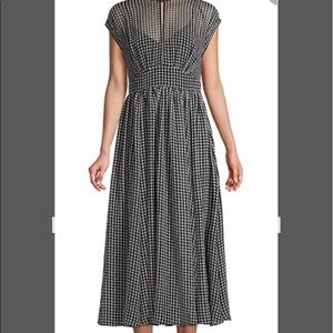 Kate Spade cream and black houndstooth midi dress.